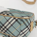 BURBERRY Nova Check Blue Label Shoulder Bag Nylon Blue Silver Auth 157794-15