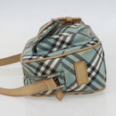 BURBERRY Nova Check Blue Label Shoulder Bag Nylon Blue Silver Auth 157794-3
