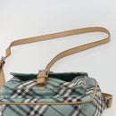 BURBERRY Nova Check Blue Label Shoulder Bag Nylon Blue Silver Auth 157794-8