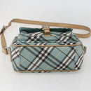 BURBERRY Nova Check Blue Label Shoulder Bag Nylon Blue Silver Auth 157794-5