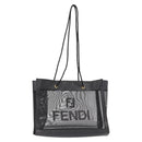 FENDI Mesh Tote Bag Nylon Leather Black Gold Auth 157795-1