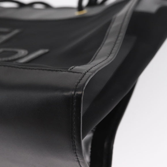 FENDI Mesh Tote Bag Nylon Leather Black Gold Auth 157795