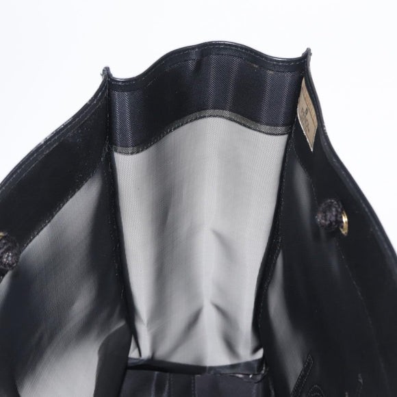 FENDI Mesh Tote Bag Nylon Leather Black Gold Auth 157795