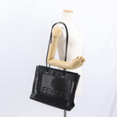 FENDI Mesh Tote Bag Nylon Leather Black Gold Auth 157795-18