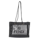 FENDI Mesh Tote Bag Nylon Leather Black Gold Auth 157795-13