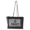 FENDI Mesh Tote Bag Nylon Leather Black Gold Auth 157795-2