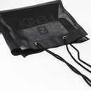 FENDI Mesh Tote Bag Nylon Leather Black Gold Auth 157795-6