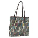 FENDI Zucca Canvas Tote Bag PVC Khaki Gold Auth 157796V-1