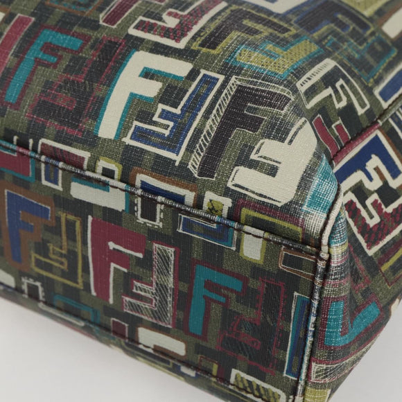 FENDI Zucca Canvas Tote Bag PVC Khaki Gold Auth 157796V