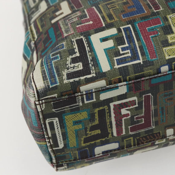 FENDI Zucca Canvas Tote Bag PVC Khaki Gold Auth 157796V