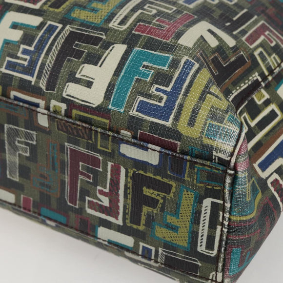 FENDI Zucca Canvas Tote Bag PVC Khaki Gold Auth 157796V