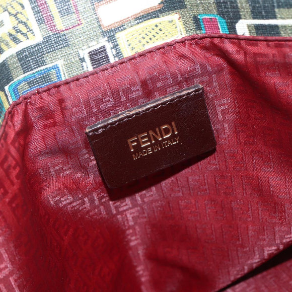 FENDI Zucca Canvas Tote Bag PVC Khaki Gold Auth 157796V