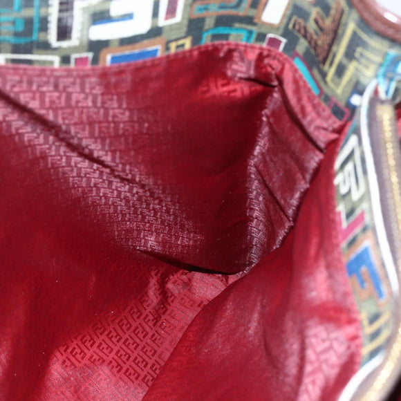 FENDI Zucca Canvas Tote Bag PVC Khaki Gold Auth 157796V