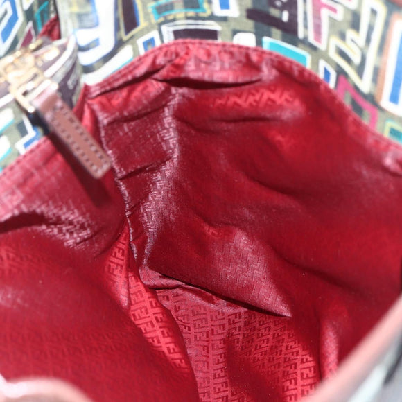 FENDI Zucca Canvas Tote Bag PVC Khaki Gold Auth 157796V