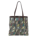 FENDI Zucca Canvas Tote Bag PVC Khaki Gold Auth 157796V-3