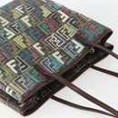 FENDI Zucca Canvas Tote Bag PVC Khaki Gold Auth 157796V-6