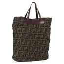 FENDI Zucca Canvas Hand Bag Black Brown Auth 157798-1