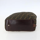 FENDI Zucca Canvas Hand Bag Black Brown Auth 157798-6