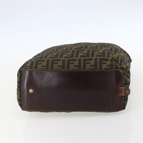 FENDI Zucca Canvas Hand Bag Black Brown Auth 157798