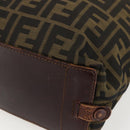 FENDI Zucca Canvas Hand Bag Black Brown Auth 157798-14
