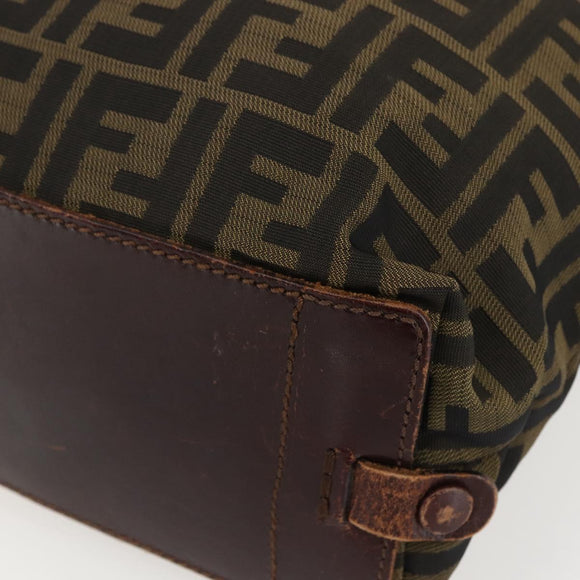 FENDI Zucca Canvas Hand Bag Black Brown Auth 157798