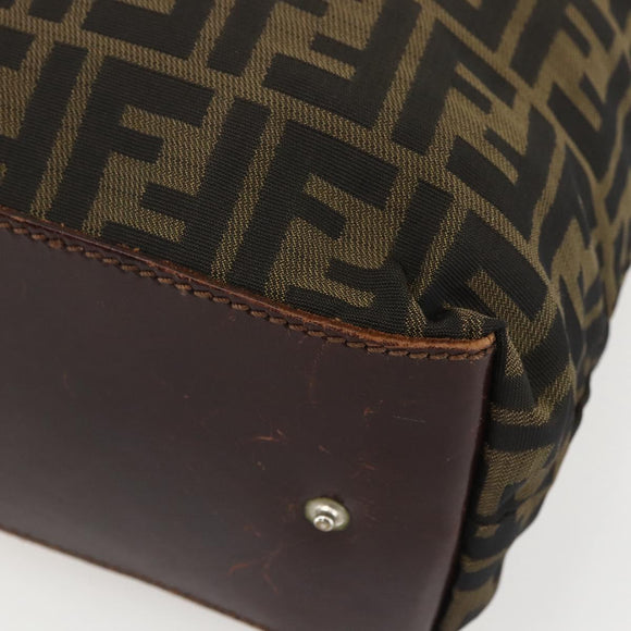 FENDI Zucca Canvas Hand Bag Black Brown Auth 157798