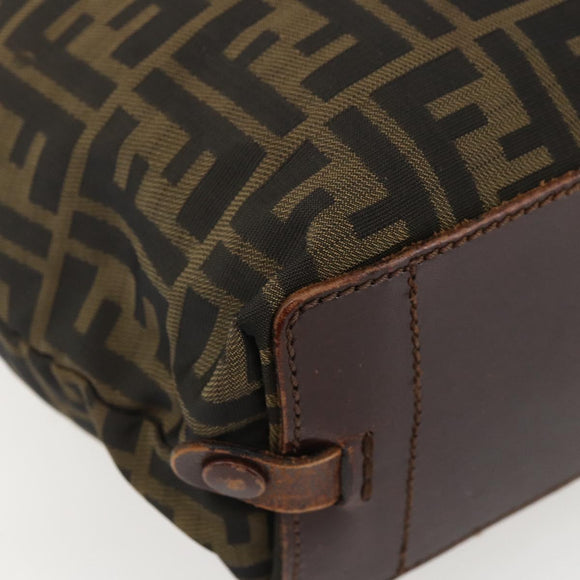 FENDI Zucca Canvas Hand Bag Black Brown Auth 157798