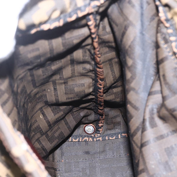 FENDI Zucca Canvas Hand Bag Black Brown Auth 157798