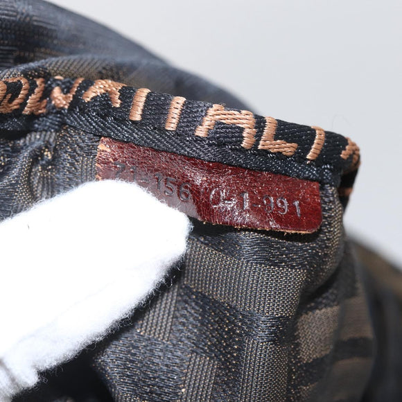 FENDI Zucca Canvas Hand Bag Black Brown Auth 157798