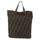 FENDI Zucca Canvas Hand Bag Black Brown Auth 157798-2