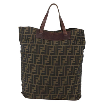 FENDI Zucca Canvas Hand Bag Black Brown Auth 157798 - 0