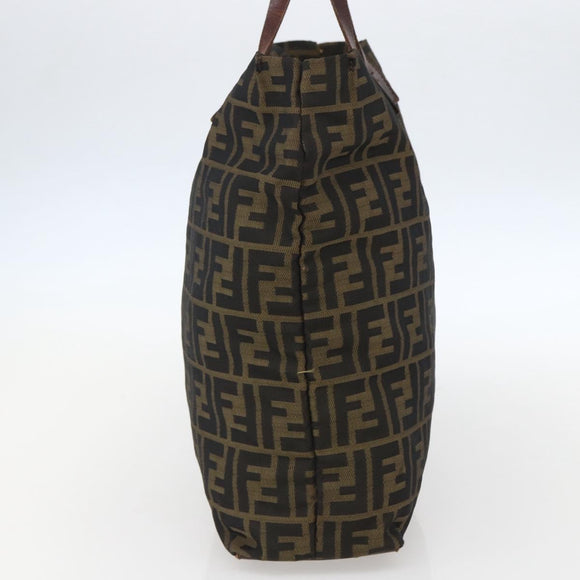 FENDI Zucca Canvas Hand Bag Black Brown Auth 157798
