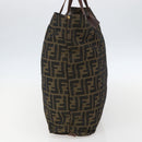 FENDI Zucca Canvas Hand Bag Black Brown Auth 157798-4