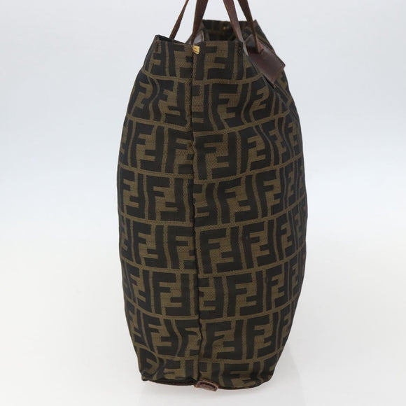 FENDI Zucca Canvas Hand Bag Black Brown Auth 157798
