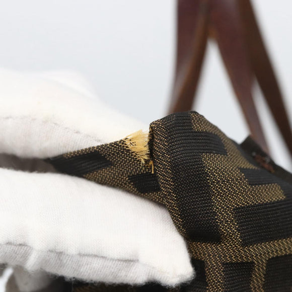 FENDI Zucca Canvas Hand Bag Black Brown Auth 157798