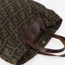 FENDI Zucca Canvas Hand Bag Black Brown Auth 157798-7
