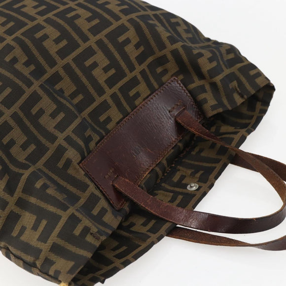FENDI Zucca Canvas Hand Bag Black Brown Auth 157798