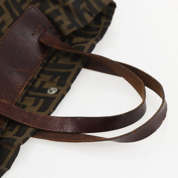 FENDI Zucca Canvas Hand Bag Black Brown Auth 157798