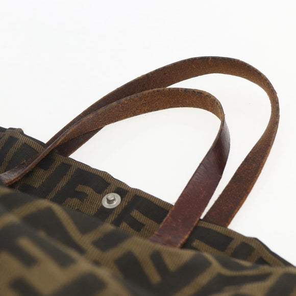 FENDI Zucca Canvas Hand Bag Black Brown Auth 157798