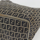 FENDI Zucchino Canvas Shoulder Bag Navy Silver Auth 157799-15