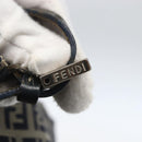 FENDI Zucchino Canvas Shoulder Bag Navy Silver Auth 157799-10