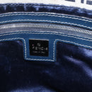 FENDI Zucchino Canvas Shoulder Bag Navy Silver Auth 157799-17