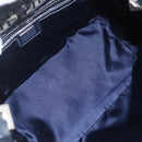 FENDI Zucchino Canvas Shoulder Bag Navy Silver Auth 157799-11