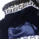 FENDI Zucchino Canvas Shoulder Bag Navy Silver Auth 157799-20