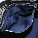 FENDI Zucchino Canvas Shoulder Bag Navy Silver Auth 157799-12