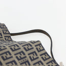 FENDI Zucchino Canvas Shoulder Bag Navy Silver Auth 157799-8