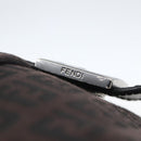 FENDI Zucchino Canvas Shoulder Bag Brown Silver Auth 157800-10