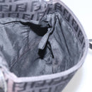 FENDI Zucchino Canvas Shoulder Bag Brown Silver Auth 157800-18