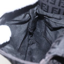 FENDI Zucchino Canvas Shoulder Bag Brown Silver Auth 157800-19