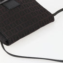 FENDI Zucchino Canvas Shoulder Bag Brown Silver Auth 157800-6